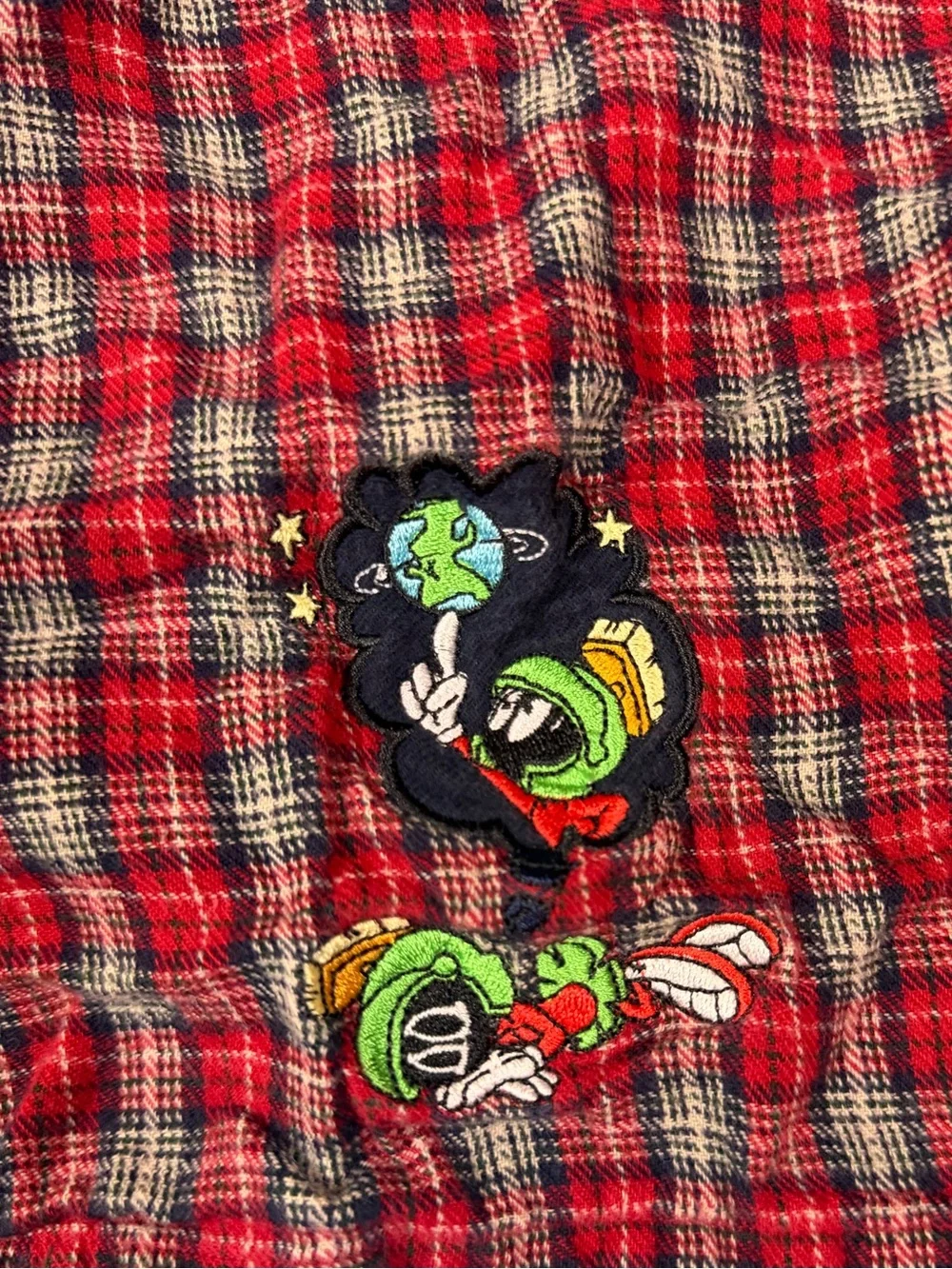 Vintage 1995 Marvin the Martian Plaid Boxer Shorts Warner Bros Size M